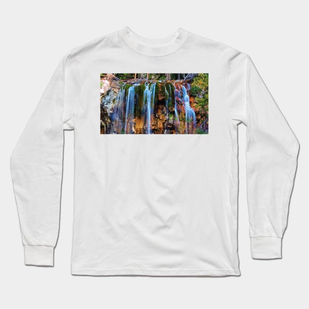 Hanging Lake Falls Long Sleeve T-Shirt by briankphoto